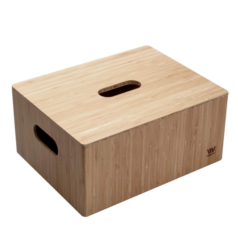 MobileVision Bamboo Storage Box PLUS LID COMBO, 12â€x 9â€x 6â€, Durable Bin w/Handles, For Clothes, Shoes, Arts & Crafts, Closet & Office Shelf - Image 1